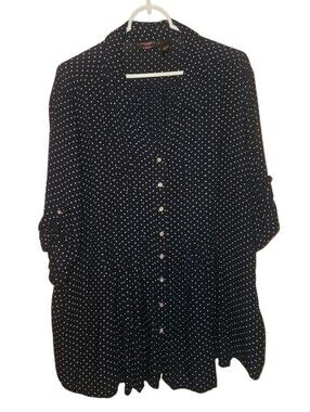 2X Penelope's Closet Navy & White Dot Top